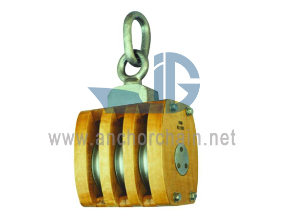 JIS F3426 Ship's Inernal bound wooden block Triple with Link