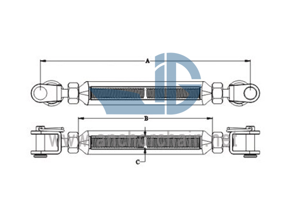Uri ng Turnbuckle Frame na May Nut Jaw Jaw SS304 O SS316