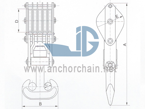 ZHC Series 5 Sheave Wire Rope Block Para sa Ship Twin hook